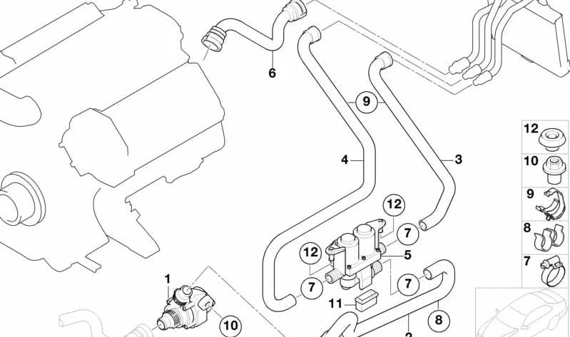 Manguera de agua OEM 64218377700 para BMW E65, E66 (ventilación y radiador izquierdo). Original BMW.