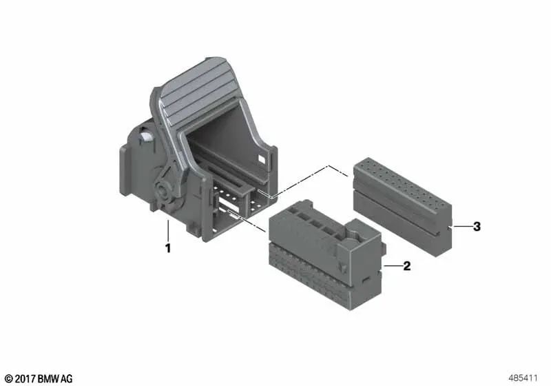 Plug housing for BMW 3 Series F30N, F31N, F34N, F35N, 4 Series F32N, F33N, F36N, 5 Series F90, G30, G31, G38, 6 Series G32, 7 Series G11, G12 (OEM 63117386754). Genuine BMW