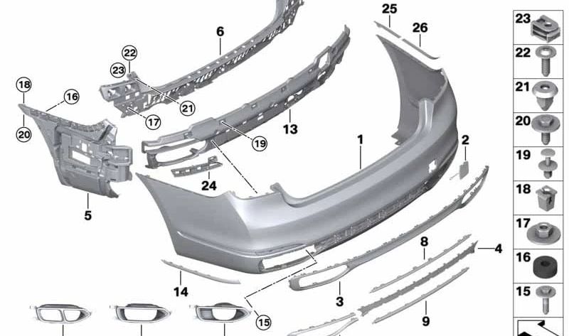 Embellecedor de salida de escape izquierdo OEM 51127371721 para BMW G12. Original BMW.