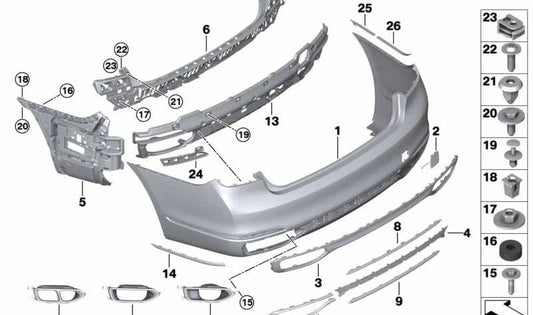 Embellecedor de salida de escape izquierdo OEM 51127371721 para BMW G12. Original BMW.