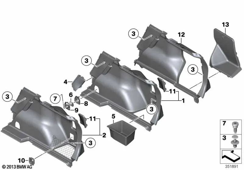 Blende Lehnenlager para BMW X1 E84 (OEM 51482991384). Original BMW