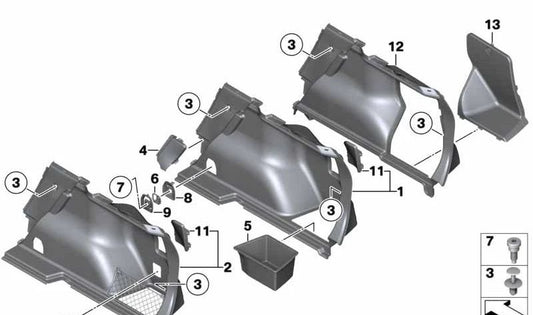 Right trunk liner lid for BMW E84 (OEM 51472994026). Original BMW