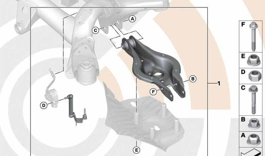 Rear Right Suspension Arm Repair Kit for BMW F20, F21, F22, F23, F30, F31, F34, F35, F32, F33, F36 (OEM 33322467126). Original BMW