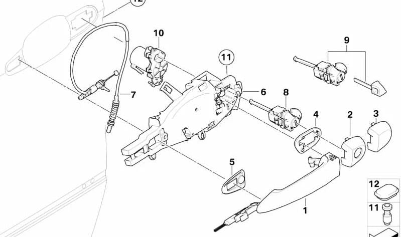 Cierre con llave izquierda para BMW E71, E72 (OEM 51217212875). Original BMW