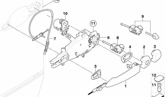 Cerradura con llave derecha OEM 51217212876 para BMW E71, E72. Original BMW.