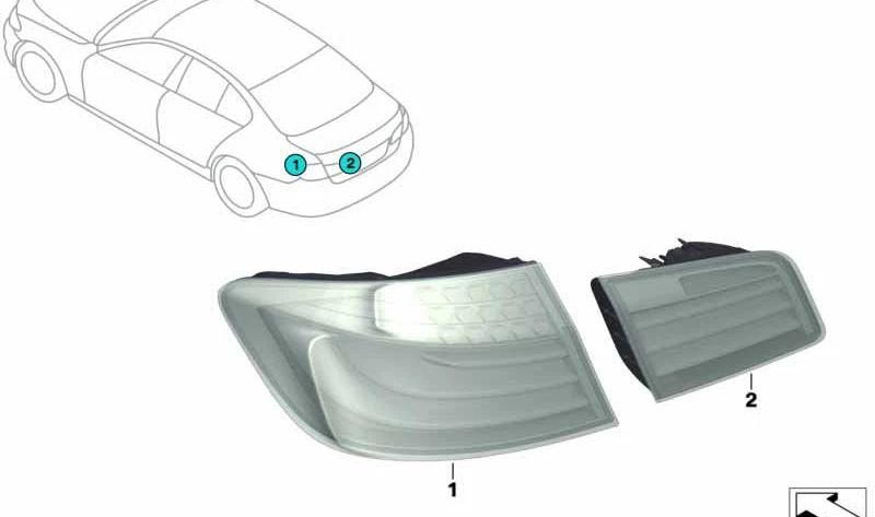 Piloto trasero maletero izquierdo para BMW F10, F18N (OEM 63217306163). Original BMW