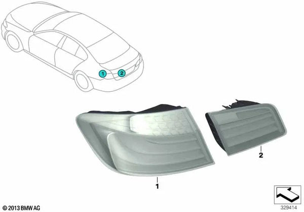 Piloto trasero lateral derecho para BMW F10, F18N (OEM 63217306162). Original BMW