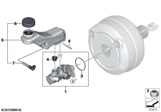 Cilindro Maestro de Freno para BMW i I01, I01N (OEM 34336858911). Original BMW.