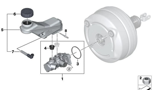 Expansion tank with warning switch for BMW I01, I01N (OEM 34336858915). Original BMW.