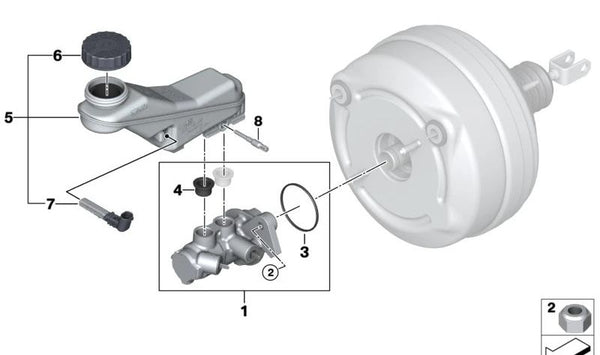 Depósito de compensación con interruptor de advertencia para BMW I01, I01N (OEM 34336858915). Original BMW.