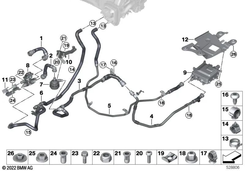 Manguera de refrigerante Adelante 4 para BMW G09 (OEM 64219874297). Original BMW