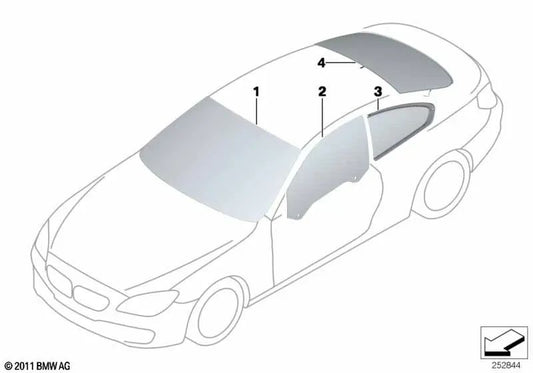 Luna trasera verde para BMW F13, F13N (OEM 51317227351). Original BMW.