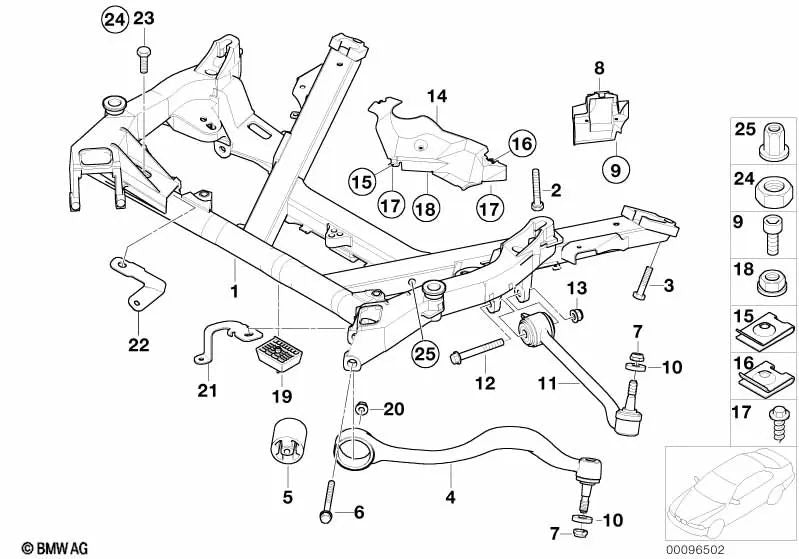 Vis hexagonale avec laveuse pour la série BMW 5 E39, E60, E60N, E61, E61N Series 6 E63, E63N, E64, E64N Series 7 E65, E66 I I12, I12N, I15 (OEM 31106769441). BMW d'origine