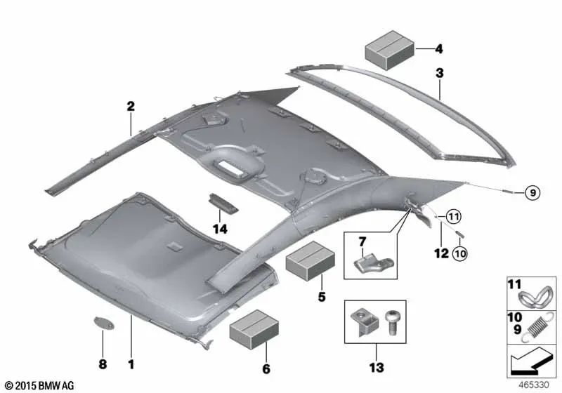 Juego de fijación para el techo para BMW E93, F33, F83 (OEM 54377175574). Original BMW.