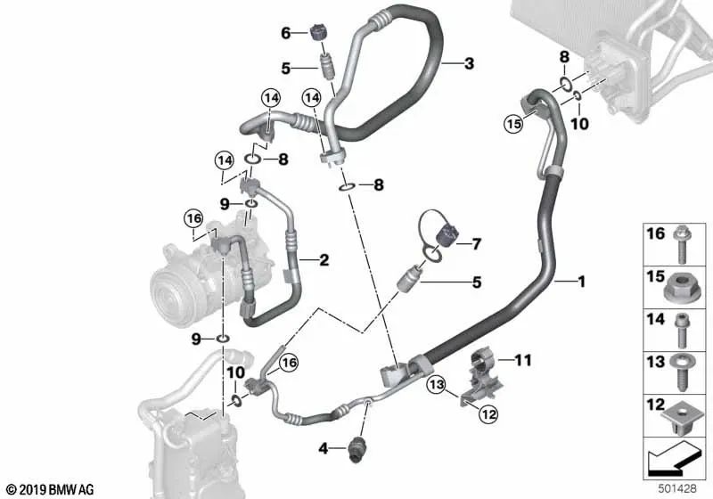 Tubería de refrigerante de doble tubo para BMW F97, F97N, F98, F98N (OEM 64508053487). Original BMW