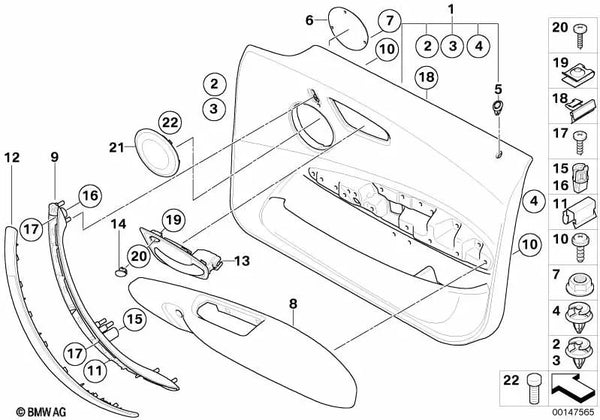 Reposabrazos de Tela Delantero Izquierdo para BMW E87 (OEM 51417133309). Original BMW