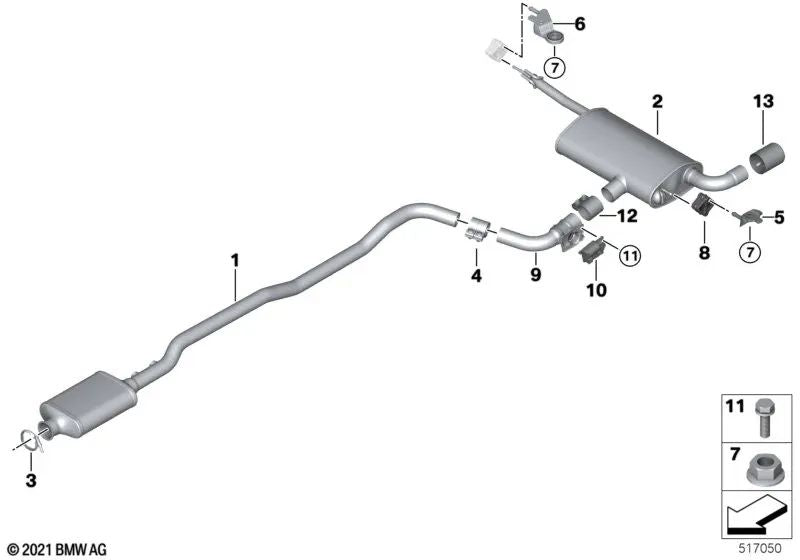 Silenciador trasero para BMW F44, F48N (OEM 18302810400). Original BMW