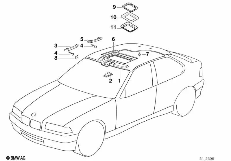 Headliner for BMW 3 Series E36 (OEM 51448189218). Original BMW