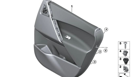 Revestimiento de puerta trasera derecha para BMW I20 (OEM 51425A15772). Original BMW.