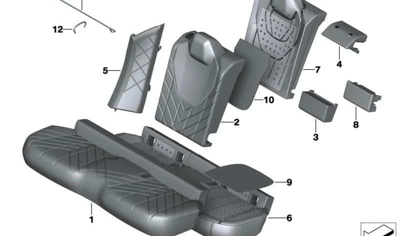 Parte lateral respaldo derecho para BMW G09 (OEM 52205A46004). Original BMW