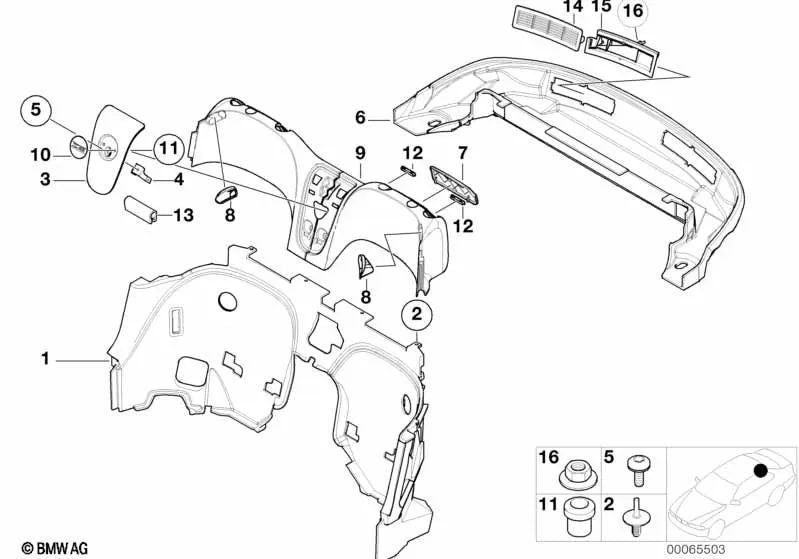 Right Roll Bar Trim for BMW E52 Z8 (OEM 51467002418). Original BMW