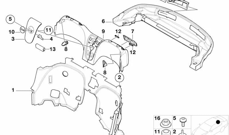 Tampa inferior do OEM 51478266766 Capuz para BMW E52 (Z8). BMW original.