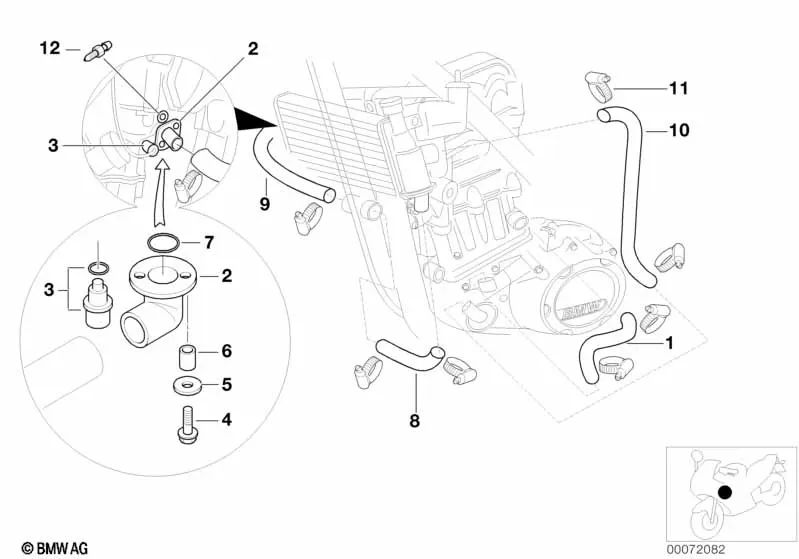 Return Coolant Hose for BMW G (OEM 17122345240). Original BMW Motorrad.