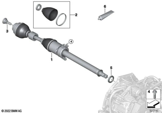 Eje de transmisión delantero derecho para BMW X1 U11, U12 (OEM 31605A4E436). Original BMW