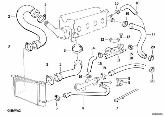 Aro de sellado para BMW E30, E36, E34 (OEM 13541721086). Original BMW