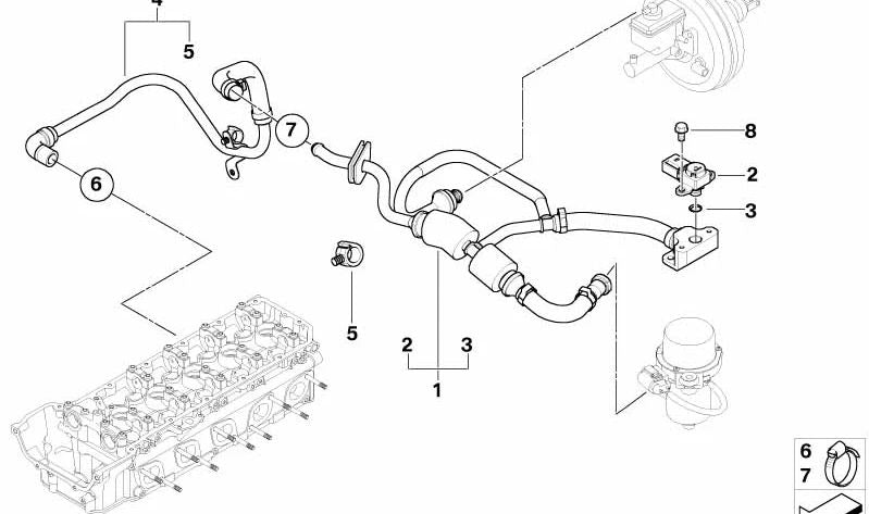 Vacuum tube for BMW 5 Series E60, E61N; 6 Series E63, E64 (OEM 11617839112). Original BMW.