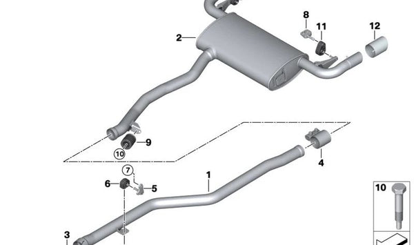 Tubo intermedio con válvula de escape OEM 18307102477 para BMW G01, G02. Original BMW