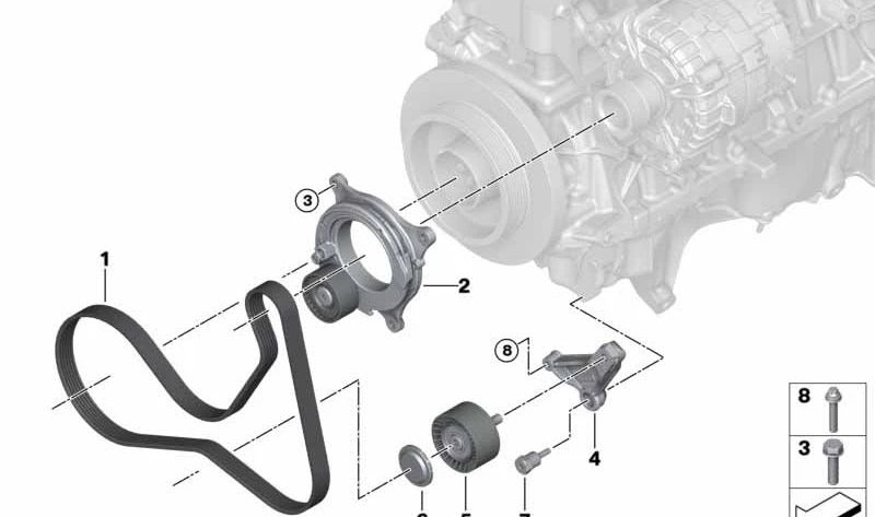 Polia de ressentimento OEM 11287589361 para BMW F87, F80, F82, F83, F97, F98. BMW original.