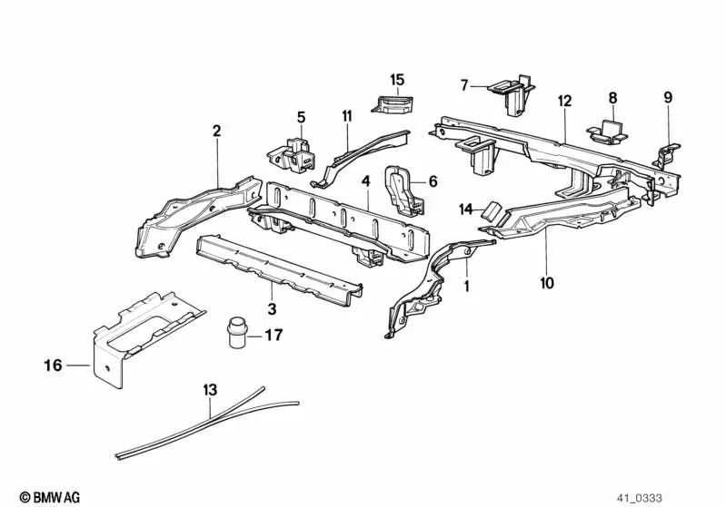 Rear left side member for BMW 5 Series E34, 7 Series E32 (OEM 41111948097). Original BMW