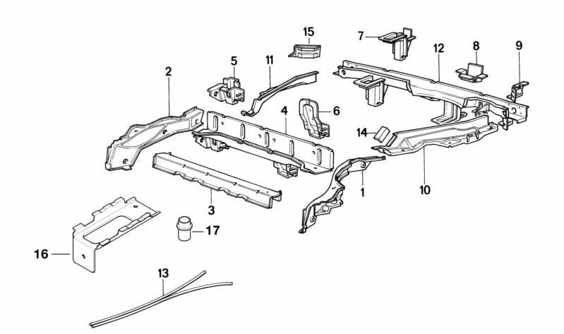 Travesaño trasero para BMW Serie 5 E34, Serie 7 E32 (OEM 41118111910). Original BMW