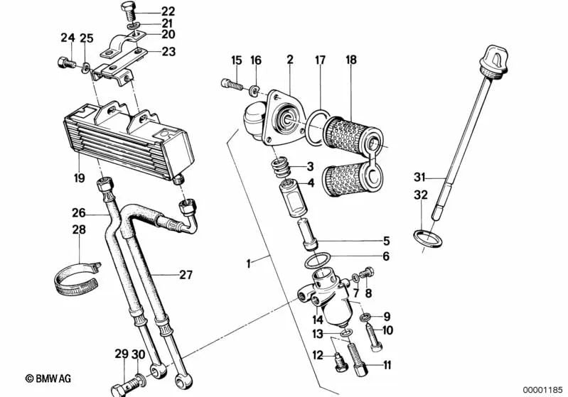 Ölkühlerkanal für BMW E46, F30, F80 (OEM 11421335390). Original BMW