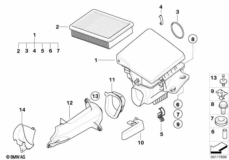 Silenciador de ruido de admisión para BMW Z4 E85 (OEM 13717514876). Original BMW.