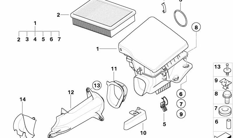 Amortiguador de ruido de admisión para BMW Z4 E85 (OEM 13717514873). Original BMW