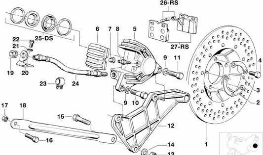 Soporte para sensor de freno OEM 34321235099 para BMW. Compatible con modelos E30, E31, E32, E34, E36. Original BMW.