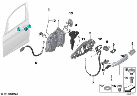 Cable Bowden manilla exterior delantera para BMW Serie 2 F45, F45N, F46, F46N, X1 F48N (OEM 51217331288). Original BMW.