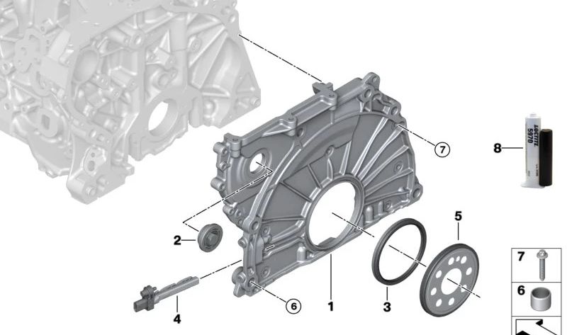 Cubierta de la caja de la cadena para BMW G20, G21, G22, G23, G26, G30, G31, G32, G11, G12, G14, G15, G16, G01, G02, G05, G06, G07, G70 (OEM 11149887744). Original BMW