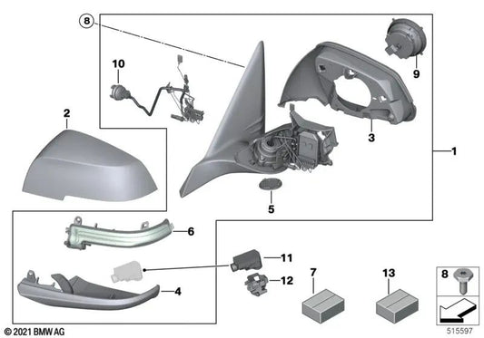 Außenspiegel mit Heizung rechts Busspeicher für BMW F39 (OEM 51168499582). Original BMW