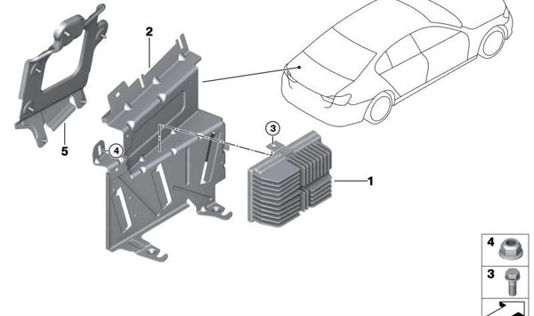 Amplificador sistema de sonido Top Hi-Fi OEM 65125A41CC0 para BMW F90, G30, G31, G11, G12. Original BMW