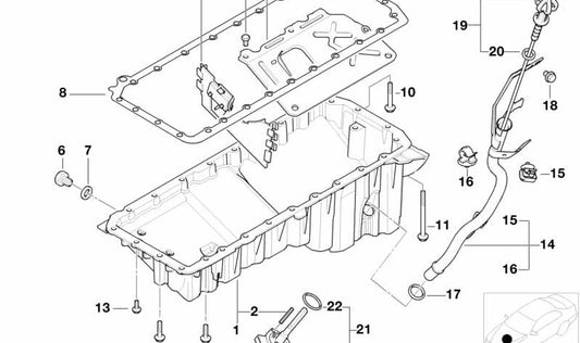 Varilla de aceite para BMW Serie 3 E46, Serie 5 E39 (OEM 11437786015). Original BMW