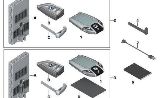 Displayschlüssel für BMW G80, G82, G83, F90N, G30N, G11N, G12N, F91, F92, F93, G14, G15, G16, F97N, F98N, F95, G05, F96, G06, G07 (OEM 66125A49AE3). Original BMW