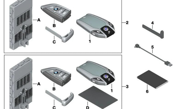 Llave de Visualización para BMW Serie 3 G80, Serie 4 G82, G83, Serie 5 F90N, G30N, Serie 7 G11N, G12N, Serie 8 F91, F92, F93, G14, G15, G16, X3 F97N, X4 F98N, X5 F95, G05, X6 F96, G06, X7 G07 (OEM 66125A662A2). Original BMW.