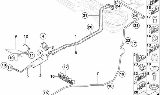 Tubería de Retorno de Combustible para BMW E84 (OEM 16127263378). Original BMW.