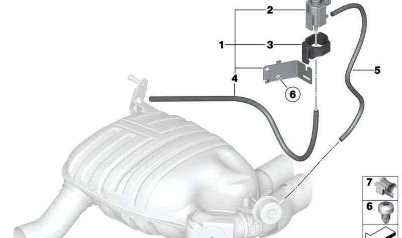 Válvula de conmutación eléctrica con soporte para BMW Serie 1 E81, E82, E87, E88 (OEM 18107536937). Original BMW.