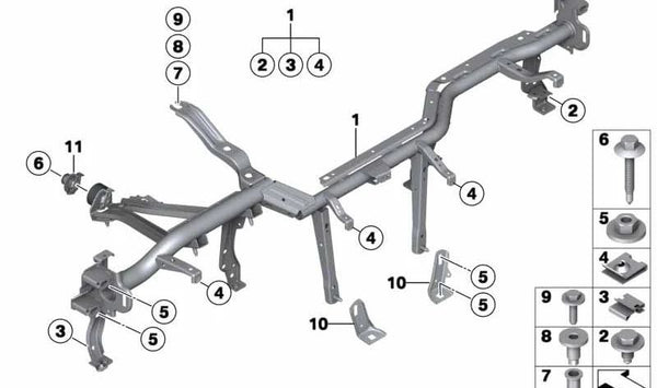 Soporte de refuerzo para salpicadero OEM 51459108346 para BMW F20, F21, F22, F23, F87. Original BMW.