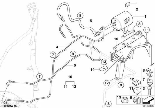 Tubería de ventilación para BMW Serie 1 E81, E82, E87, E87N (OEM 16126764054). Original BMW