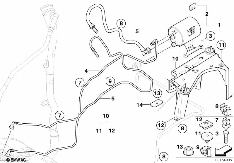 Betriebsentlüftungsleitung para BMW Serie 3 E90, E91, E92, E93 (OEM 16126765750). Original BMW.